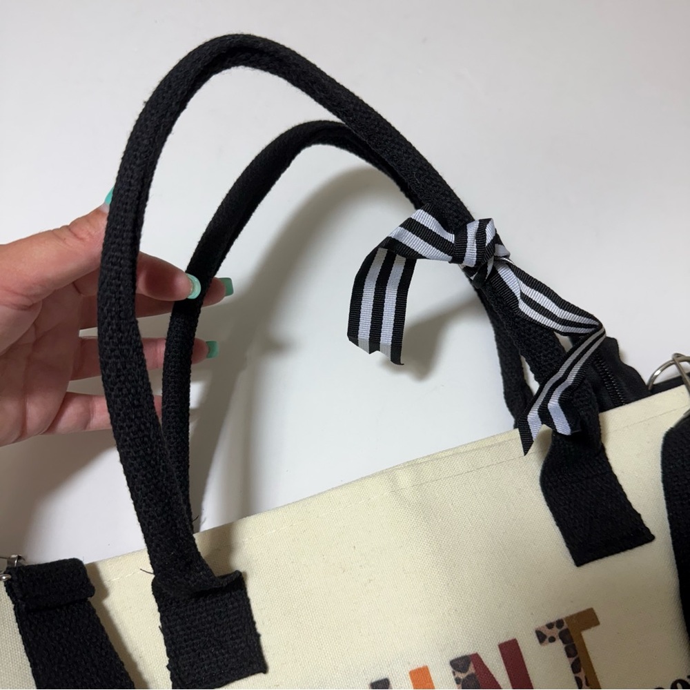 Women’s Black and White Tote Bag with Aunt Definition - Picture 8 of 16